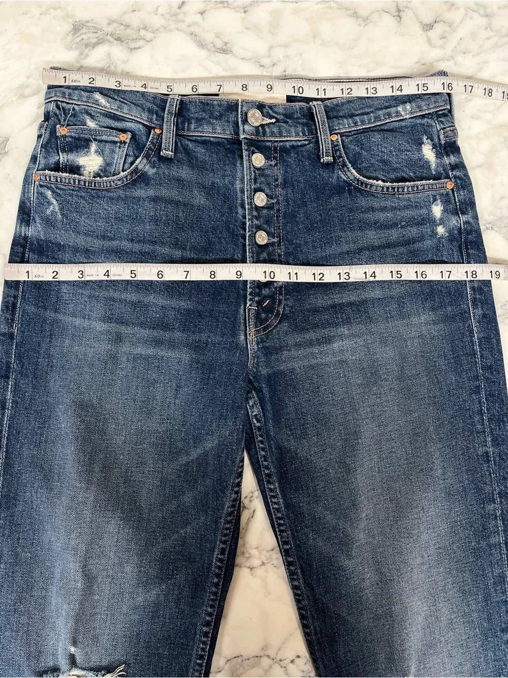 MOTHER SUPERIOR Pixie Tomcat Ankle Jeans in Born To Bite Exposed Button Fly 31 - Picture 11 of 16